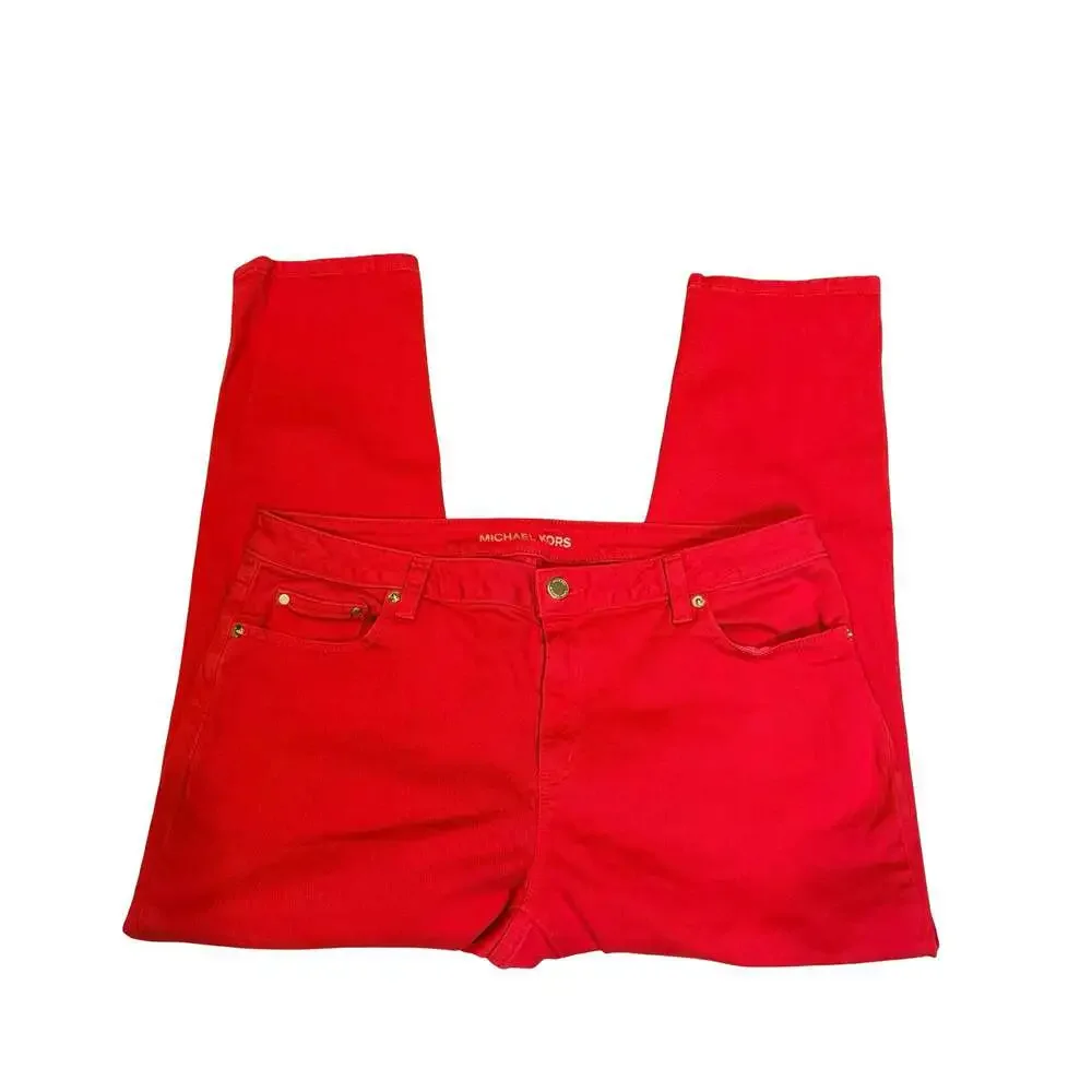 Michael Kors Red Izzy Cropped Jeans Size 12